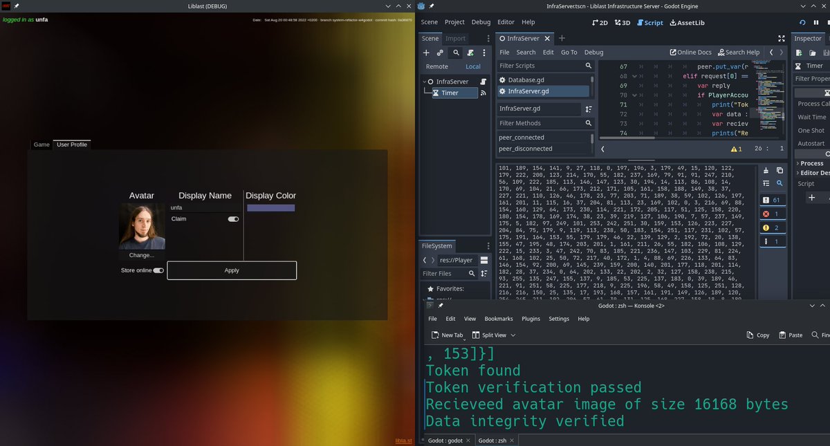 dahstar's tweet image. Rt Uploading user avatars (the most difficult part) is almost done!
Now I just need to store these on the server and facilitate fetching them.
#Liblast #Godot4 #GOdot #GodotEngine #GameDev #Libre #FOSS #IndieDev