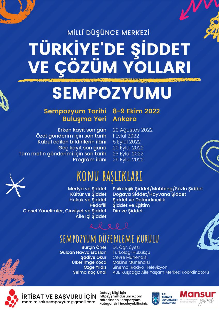 SanliMahir's tweet photo. Arkadaşlar @ankarabbld ve @MilliDusunceMDM ortaklaşa düzenledikleri “Türkiye’de Şiddet ve Çözüm Önerileri” başlıklı bir sempozyum yapılacak. Sürekli yok sayılan ya da istismar edilen bu önemli konunun, güvenilir iki kurum organizasyonu ile konuşulacak olması çok kıymetli. https://t.co/3Gz4v7TjwY
