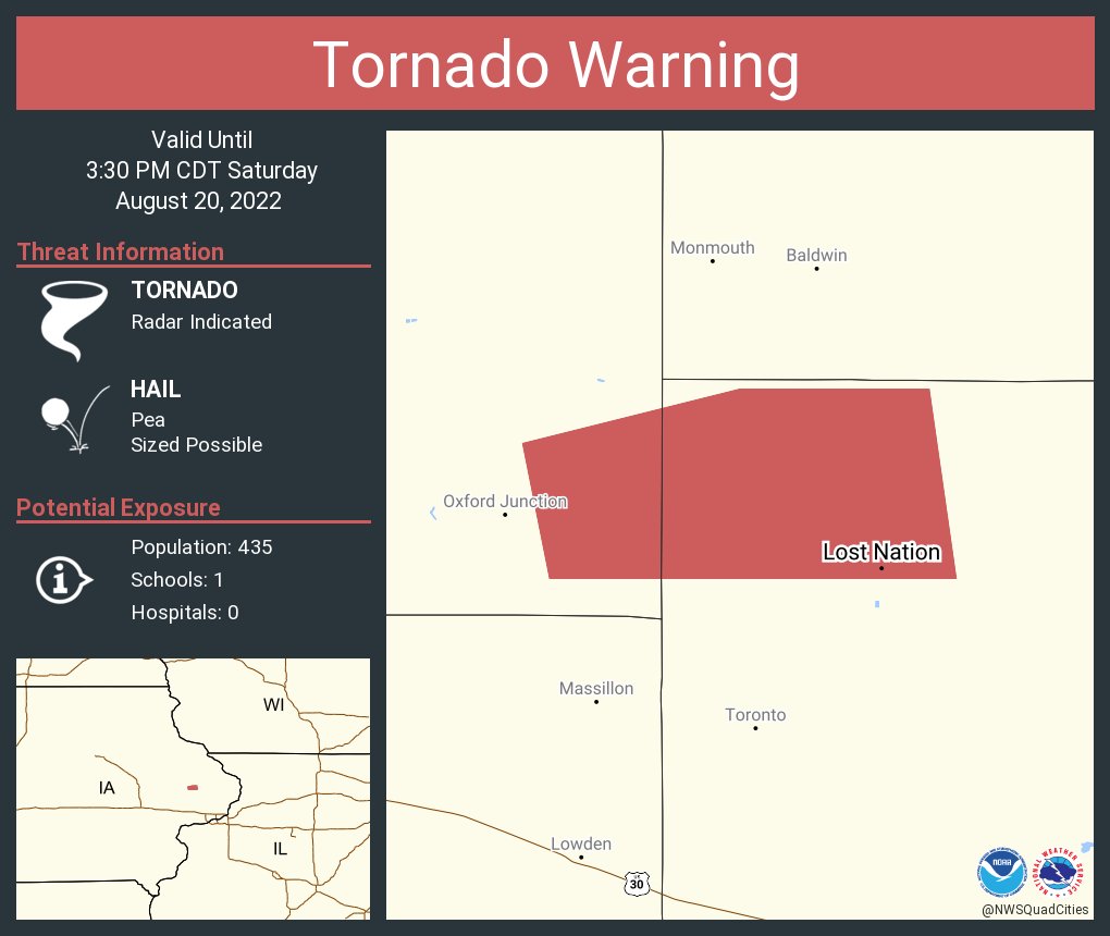 NWS Tornado on Twitter "Tornado Warning including Lost Nation IA until