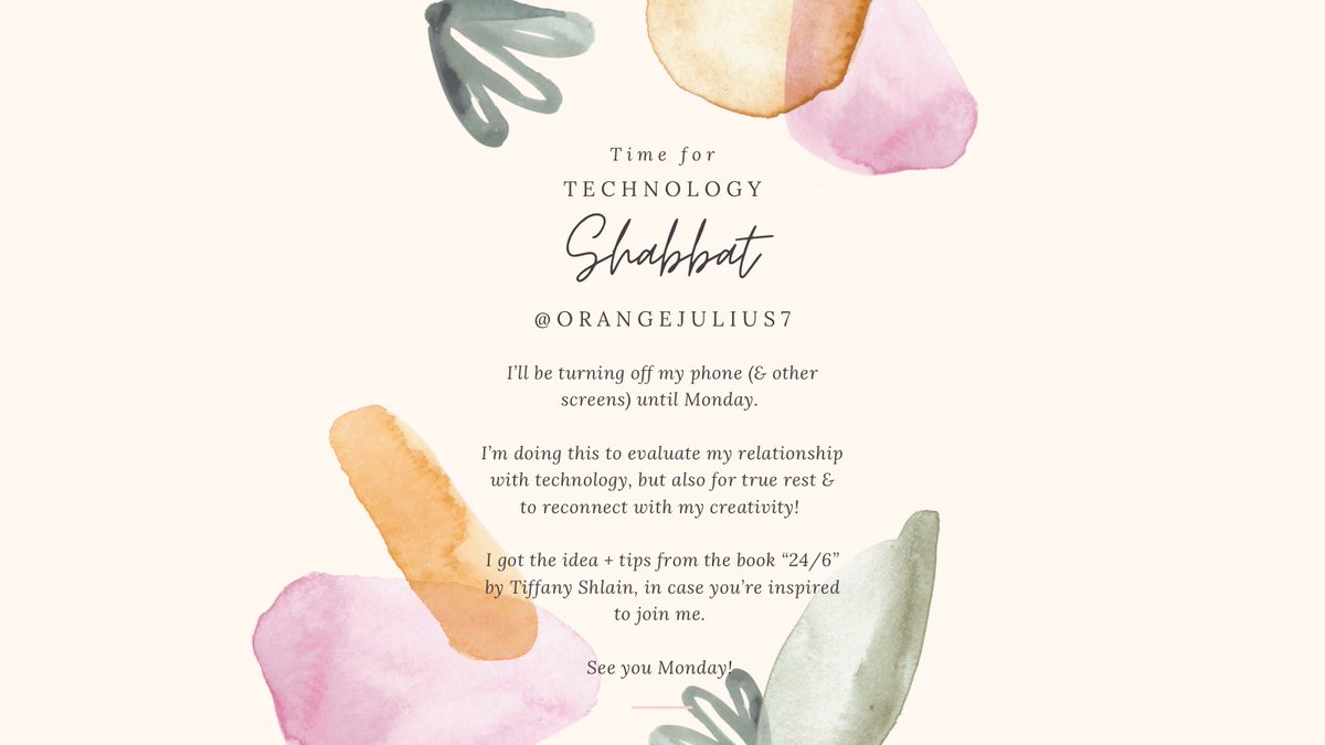 OrangeJulius7's tweet image. For the last several Sundays, I’ve been unplugging in the name of rest &amp;amp; creativity. Signing off early this week &amp;amp; will return Monday #TechShabbat #24SixLife