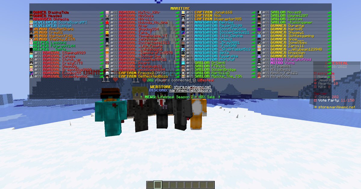 PlayMaritime's tweet image. 𝗟𝗶𝗳𝗲𝘀𝘁𝗲𝗮𝗹 𝗦𝗲𝗮𝘀𝗼𝗻 𝗜𝗜 😍

Thank you guys for your continuous support! ❤️‍🔥
This was an amazing release, we peaked 𝟮𝟱𝟬 𝗽𝗹𝗮𝘆𝗲𝗿𝘀 globally and 𝟮𝟬𝟬 on lifesteal! 🔥

🎮 Connect using: play.maritimemc.net