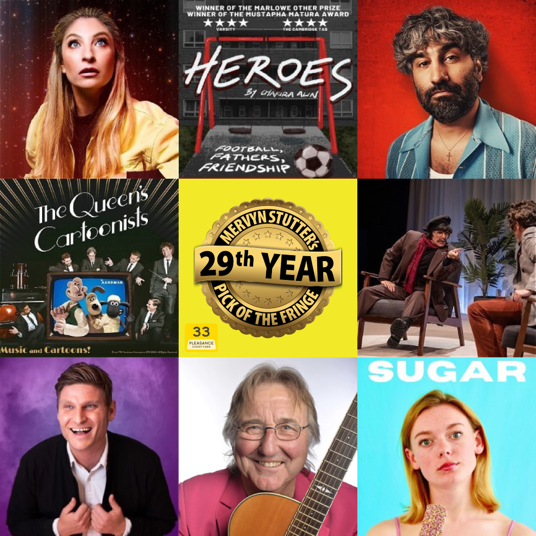Merv's SUN 21st AUG line-up
1. Jess Robinson: Legacy
2. Anthony DeVito: My Dad Isn't Danny DeVito
3. Sugar
4. Masterclass
5. Heroes
6. Scott Bennett: Nine Lives
7. The Queen's Cartoonists
mervspotfringe.com/sun-21st-augus…