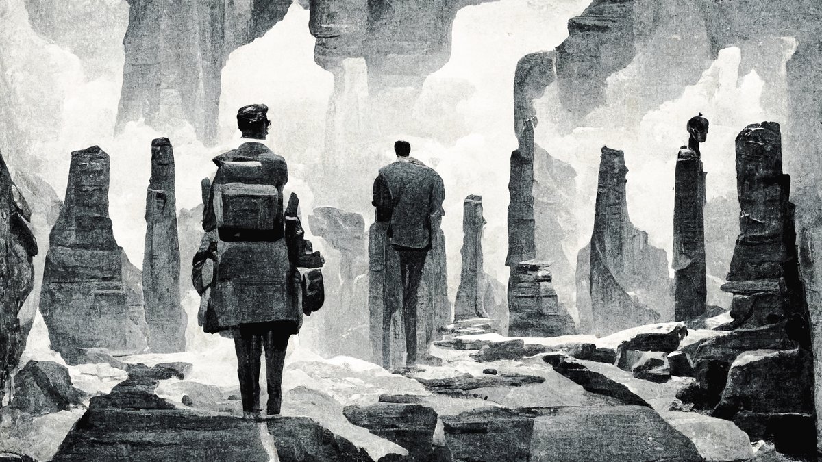 plastiqu33n's tweet photo. A brief foray into AI coming🔜MIDJOURNEY'S EXISTENTIAL CRISIS
Part 1 🤓 Alan Turing + MJ taking, passing, and failing Turing test 🤣 
#wip #midjourney #tezosart #turingtest #backtoschoolmyfren https://t.co/PZarPTeWtR