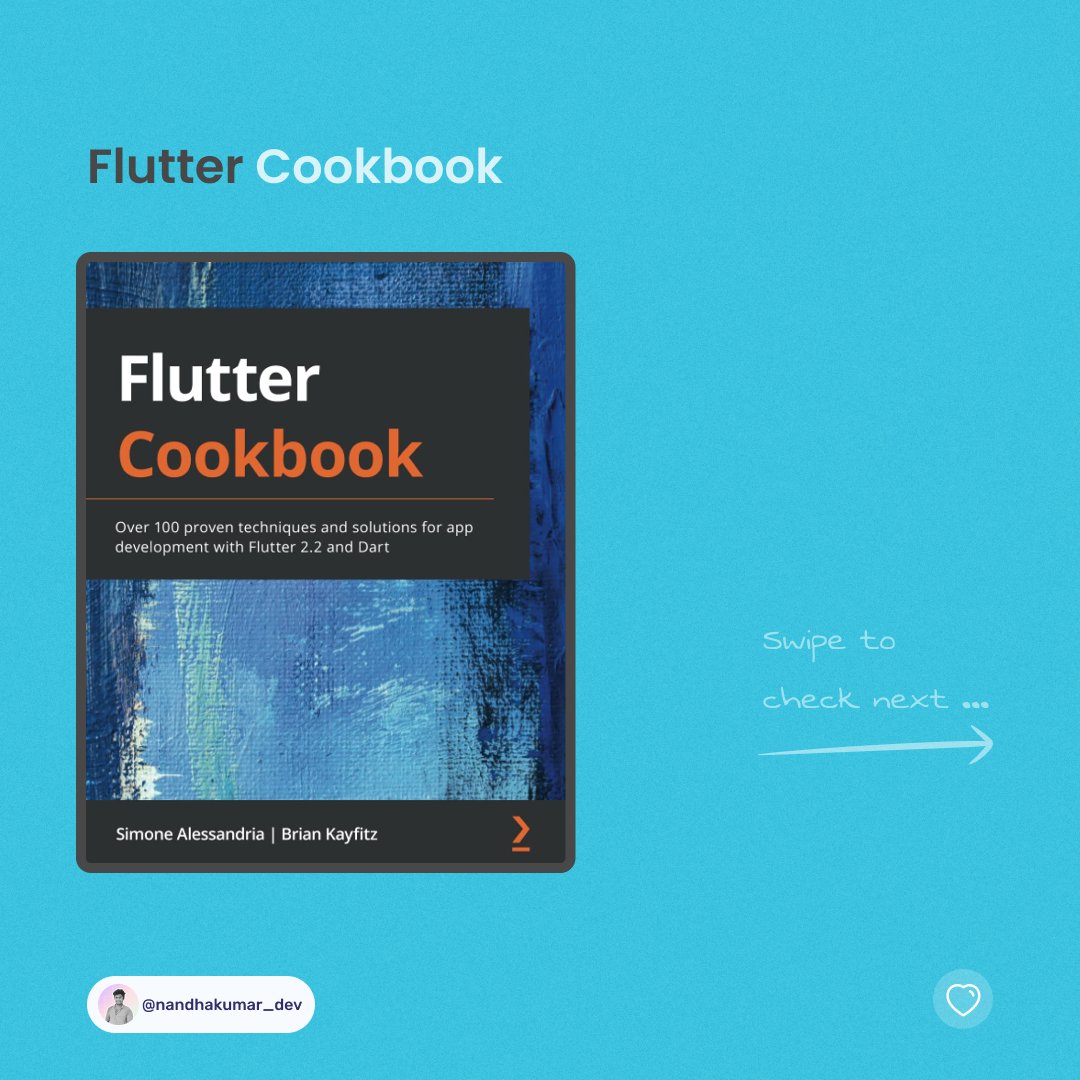 nandhakumar_me's tweet photo. 1/2 Books👇
#flutter #codinglife #programmers #programmer #SoftwareDevelopment #learning #SoftwareEngineer #Developers #Dev #100DaysOfCode #Coding #CoFounder #Saas #Startup #dart #flutterdeveloper #flutterdev #dartdeveloper #flutterui https://t.co/wZdkoy3RDr