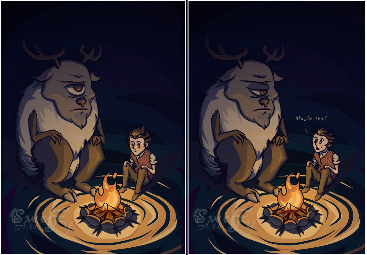 art_sweety's tweet photo. Dedicated to Deerclops, who was absolutely neutral towards me and constantly quickly lost interest.
#DontStarve #Dont_Starve #Wilson #Deerclops https://t.co/WBHX9Yx9Im