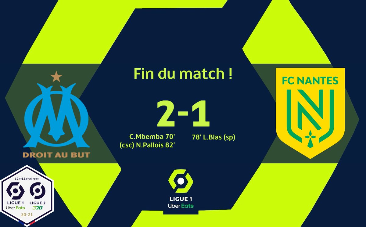 L2etL1endirect's tweet photo. #OMFCN 
À 10 contre 11 à un quart d'heure de la fin du match, l'OM arrache un succès très important face à des Nantais bien maladroits devant le but gardé par un Lopez auteur d'un arrêt splendide. https://t.co/DNtAz78QJ2