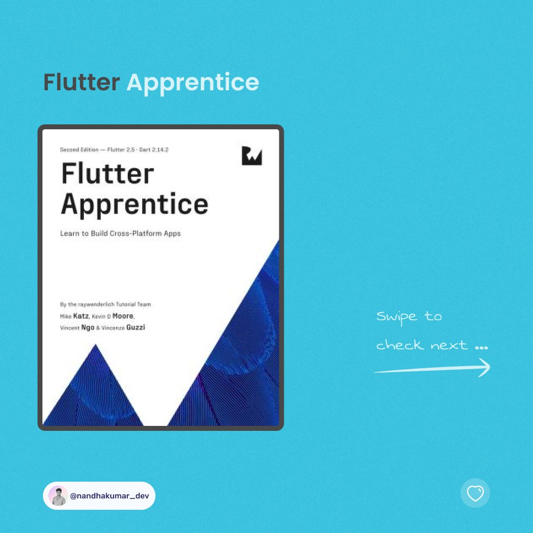 nandhakumar_me's tweet photo. 2/2 Books👇
#flutter #codinglife #programmers #programmer #SoftwareDevelopment #learning #SoftwareEngineer #Developers #Dev #100DaysOfCode #Coding #CoFounder #Saas #Startup #dart #flutterdeveloper #flutterdev #dartdeveloper #flutterui https://t.co/sQDpbqD8O0