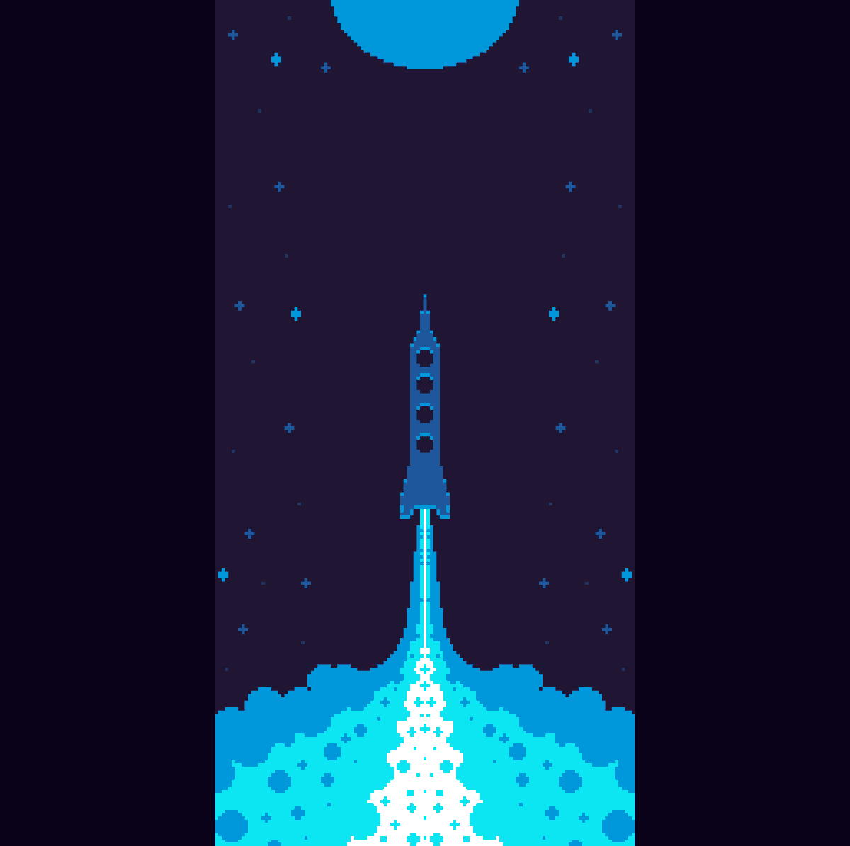 Bird_Buttocks's tweet photo. For today's #pixel_dailies with the theme of #Nightsky I decided to make a scene of a spaceship taking off to another planet. By the way, the pallet I used for this piece is called #eulbink made by @inkpendude
 and its on #lospec if you want to check it out. 
#pixelart https://t.co/inyPPx7spp