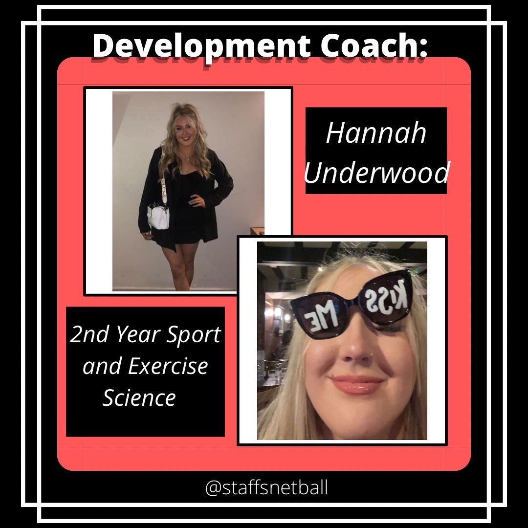StaffsNetball's tweet photo. Our new development coach Hannah. Hannah is hard working, eager to learn and committed. We are so excited❤️Fun fact: Hannah used to swim at regional level&amp; now coaches competitively!❤️Position:GD/GK #uninetball #staffssaints #sportatstaffs #staffsuni #bucs #social #development https://t.co/QHOJn8iyiz