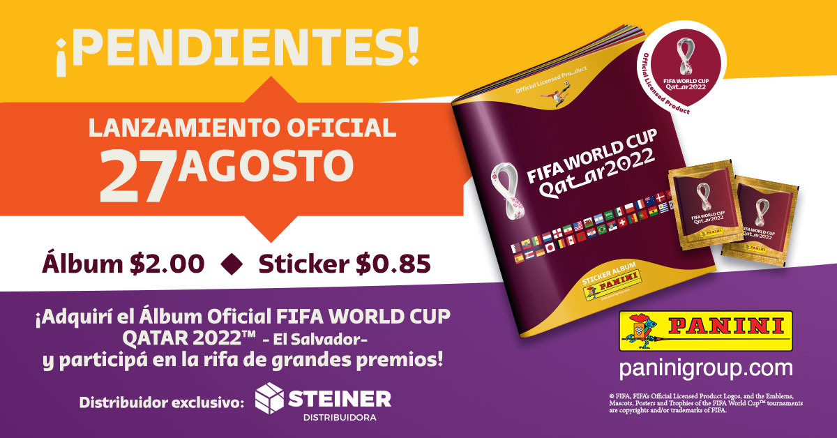 PaniniSalvador's tweet photo. ¿Están listos para demostrar su verdadera pasión por el fútbol?⚽️🤩

🔜 Se acerca el lanzamiento OFICIAL este próximo 27 de agosto del álbum FIFA WORLD CUP QATAR 2022 -El Salvador 🇸🇻

¡No te quedés sin el tuyo! https://t.co/XqSUYwrWV4