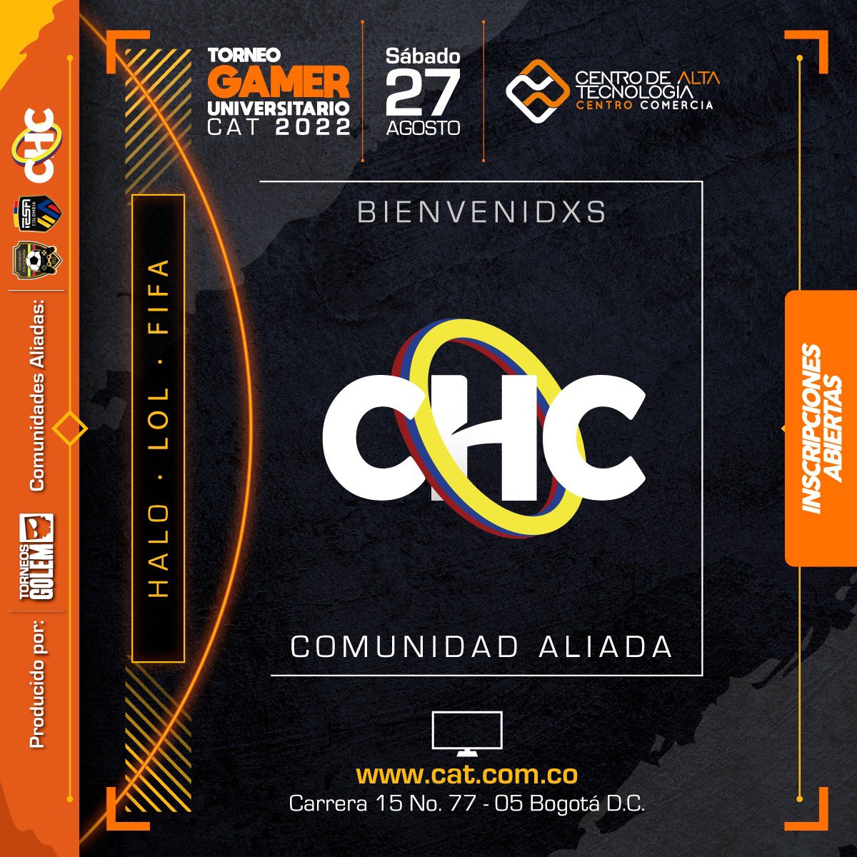 Volvemos con los torneos presenciales. Esta vez junto a <a href="/TorneosGolem/">Golem Creative</a> tendremos el torneo universitario 2v2.

Inscripción y condiciones: bit.ly/ucat2022