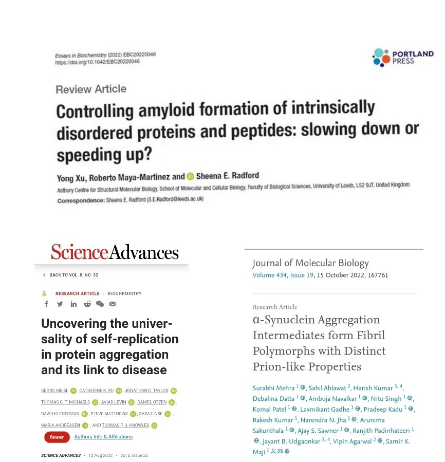 Truly excited to share three fascinating recent publications on the genesis and self-replication of amyloids from the labs of @SamirKMaji1 @RadfordLab ,Sara Linse ,Thomas PJ Knowles ,and others. doi.org/10.1126/sciadv… doi.org/10.1016/j.jmb.… doi.org/10.1042/EBC202…