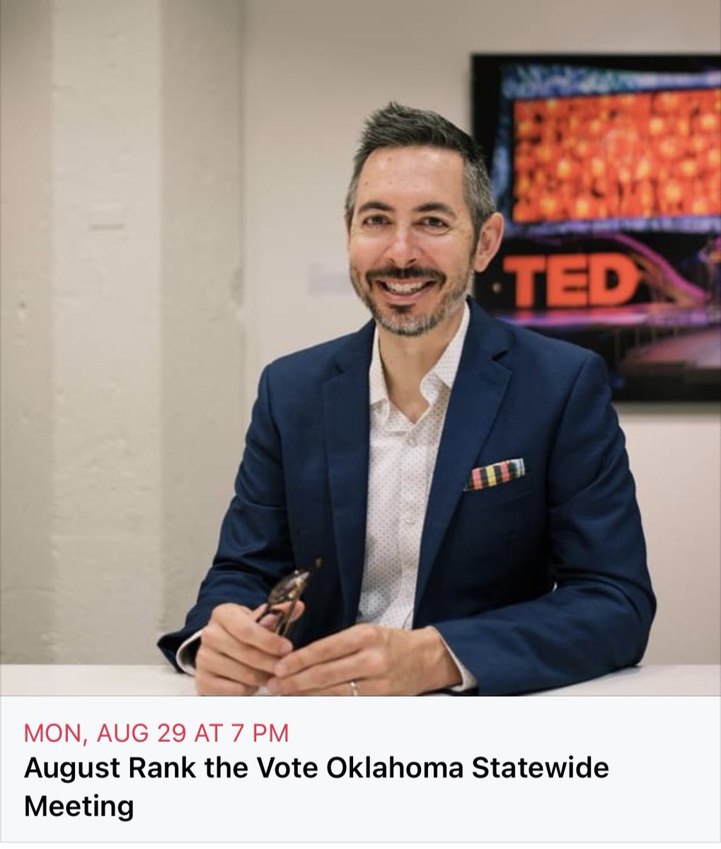 RankTheVoteOK's tweet image. Rank the Vote Oklahoma August Statewide meeting on August 29 at 7 p.m. with featured speaker Andy Moore. See registration link for details: 
us02web.zoom.us/meeting/regist…