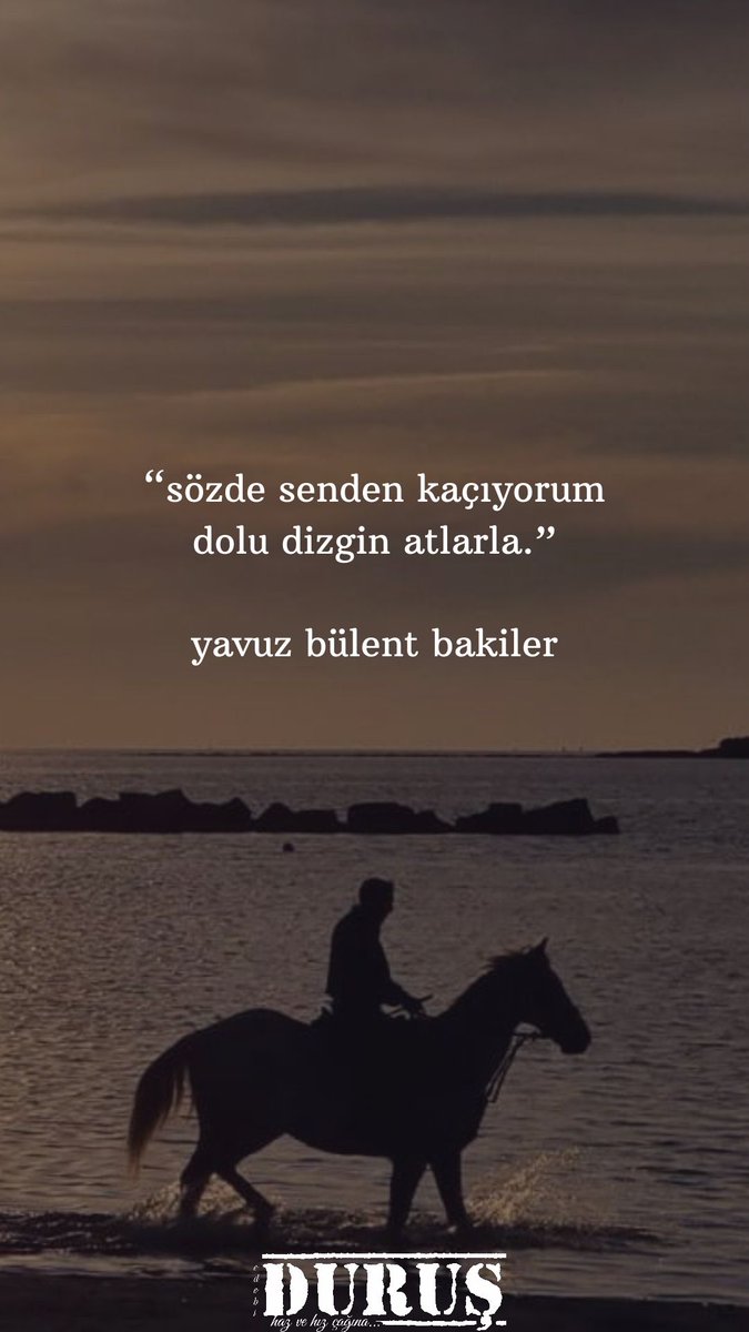 "Sözde senden kaçıyorum dolu dizgin atlarla."

Yavuz bülent bakiler