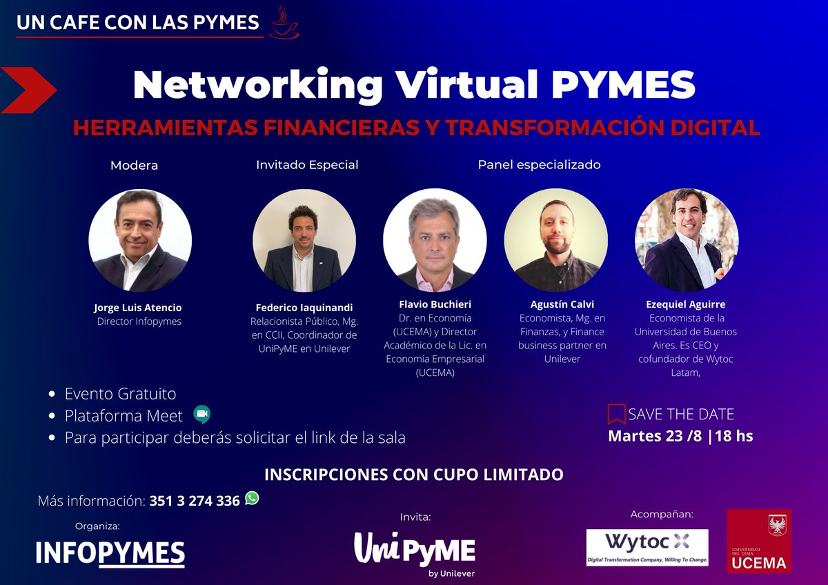 INFOPYMESARG's tweet photo. 🗣 Estaremos hablando de #UNIPYME el Programa Gratuito de Formación creado por @UnileverArg para promover la industria nacional dirigido a las PYMES ARGENTINAS
#pymes #mipymes #programaUnipyme #unipyme #capacitacionespymes #uncafeconlaspymes #pymesargentinas #networking https://t.co/DszJ6oe2Y3