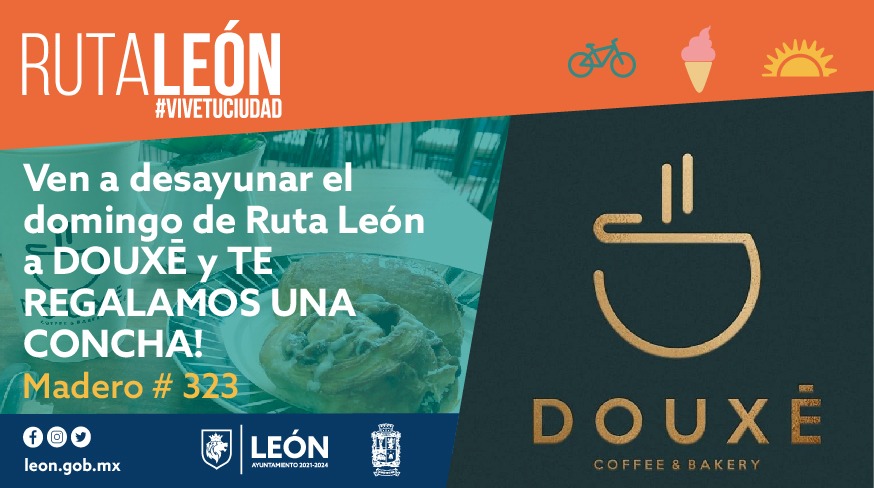 movilidad_leon's tweet photo. ⭐En Ruta León,🌞🚲🍦 promovemos la reactivación económica a través de nuestra Ruta, podrás disfrutar de un desayuno en #DouxeCoffeeBakery  y aprovechar sus promociones además recuerda que puedes traer a tu mascota 🐾🐶❤#ViveTuCiudad🦁 
#SomosGrandes #SomosFuertes #SomosLeón https://t.co/71VvIanrIY