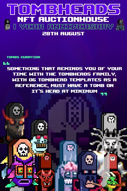 🚨 FANTOM ARTISTS 🚨
You got 5 more hours to get your application in for the <a href="/tombheads/">Zorro 🏴‍☠️</a> 1 year bday auction next week 🪦
Submit a ticket in the Artists DAO discord to apply!
It's gonna be a BIG one, a night to remember 🎉
$FTM #NFT