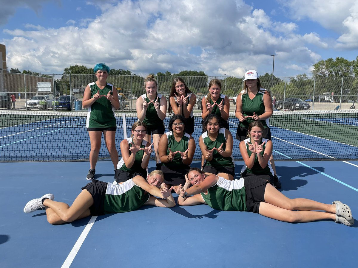 FaribaultTennis's tweet photo. 7 hours on the court and the girls are still smiling! They went 1-2 picking up the win against TCU! Lots of improvements seen since last year. It’s gonna be a fun season!! https://t.co/xhiYRfu3bd