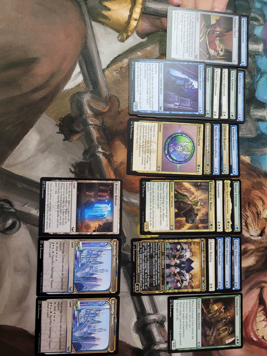 t3dy's tweet photo. Brokers Ascendancy and Falco Spara passed to me, ended up passing a fourth Pickpocket to take a double land. My first #NewCapenna draft on paper should be lit. https://t.co/SETPzRyfG0