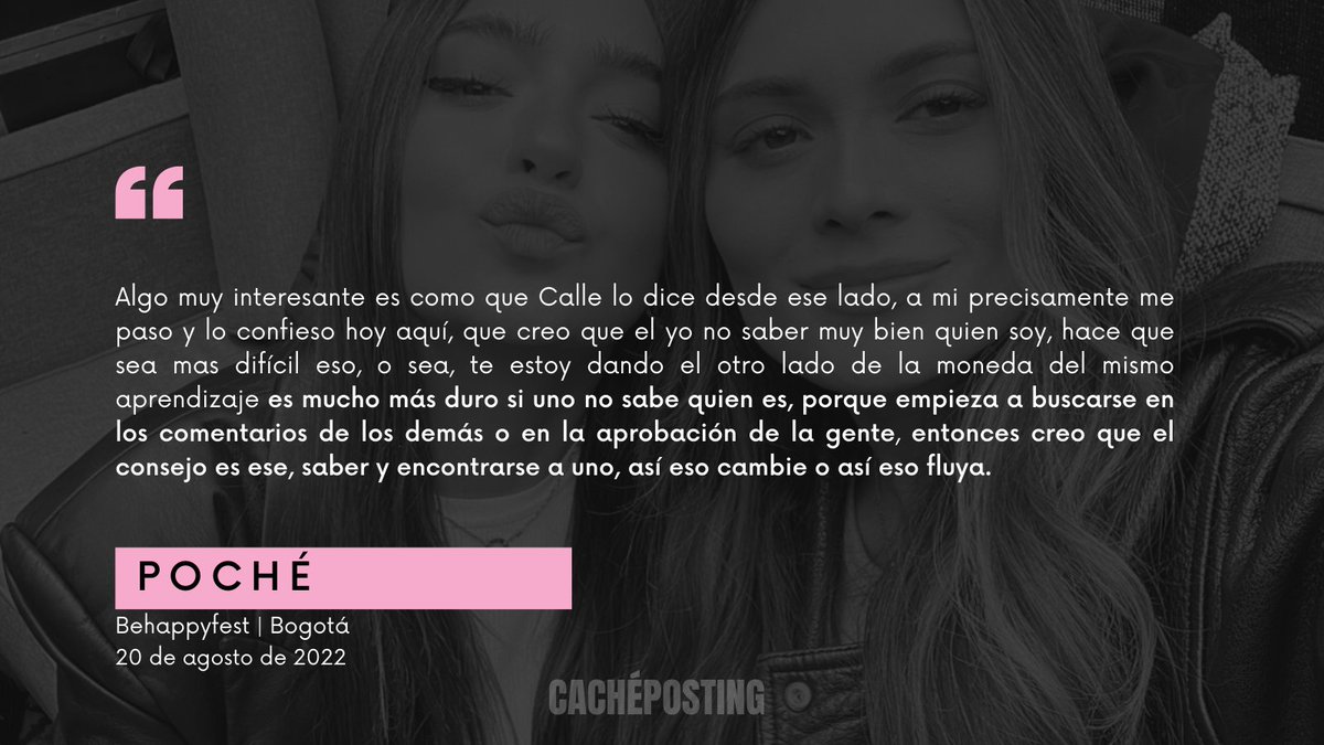 cacheposting's tweet image. "es mucho más duro si uno no sabe quien es, porque empieza a buscarse en los comentarios de los demás o en la aprobación de la gente..."
- Poché