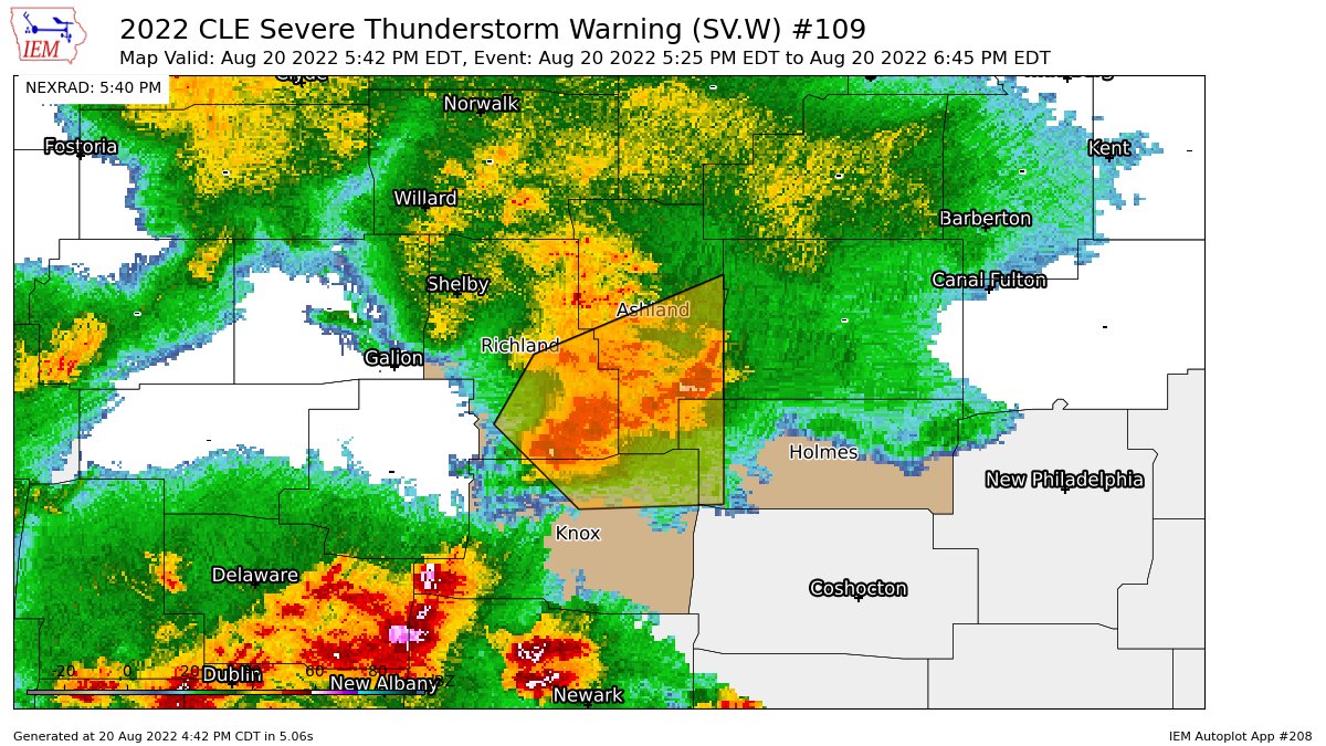 IEMBot CLE on Twitter "CLE continues Severe Thunderstorm Warning [wind