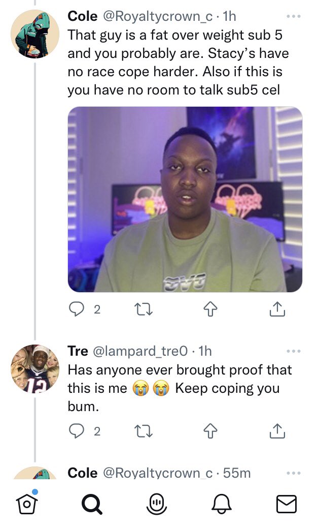 royaltycrown_c2's tweet photo. @therealdrippyyy @lampard_tre0 @SeinJerome @whatsthetee__ That’s Tre he’s a troll don’t respond to him https://t.co/Vq9dHfZXBp