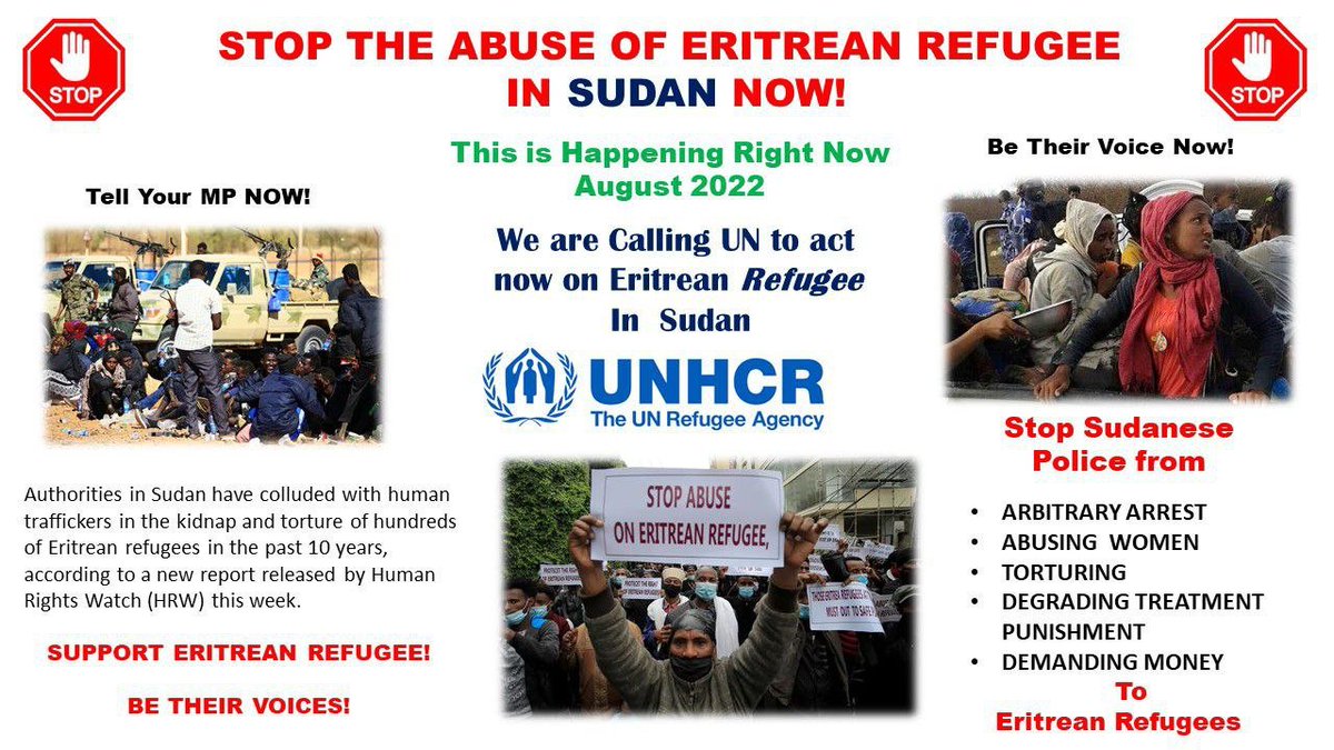 MikalBereket's tweet photo. Whilst we are appreciative of #Sudan and its people for providing sanctuary to #Eritreans,we are saddened by the recent events taking place and did not expect Eritreans to suffer the abuses&amp;humiliation taking place #Sudan @hrw
@UN_Sudan @UNHCRinSudan 
#ProtectEritreanRefugees https://t.co/CiZeCxm1gZ