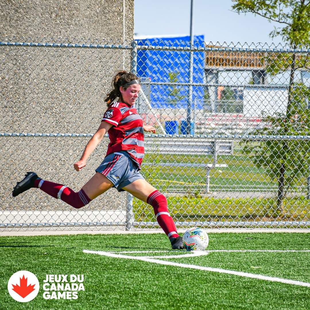 kathiethoms's tweet photo. Great game today with 6-0 win NL vs YK.  @PremierofNL was there to support the girls and watch the game.  Even with the heat the girls never gave up! Thank you @CanadaGames  for this shot of Stephanie when she scored on her corner kick !! @SoccerNLSA https://t.co/TAS0uTNAj2