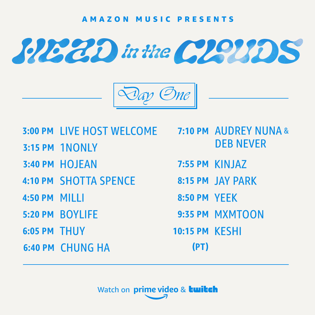 hitcfestival's tweet photo. Stream Head In The Clouds LIVE on the @amazonmusic Twitch channel ⛅️
https://t.co/fe9nfsir25 https://t.co/3Te4saJHTD