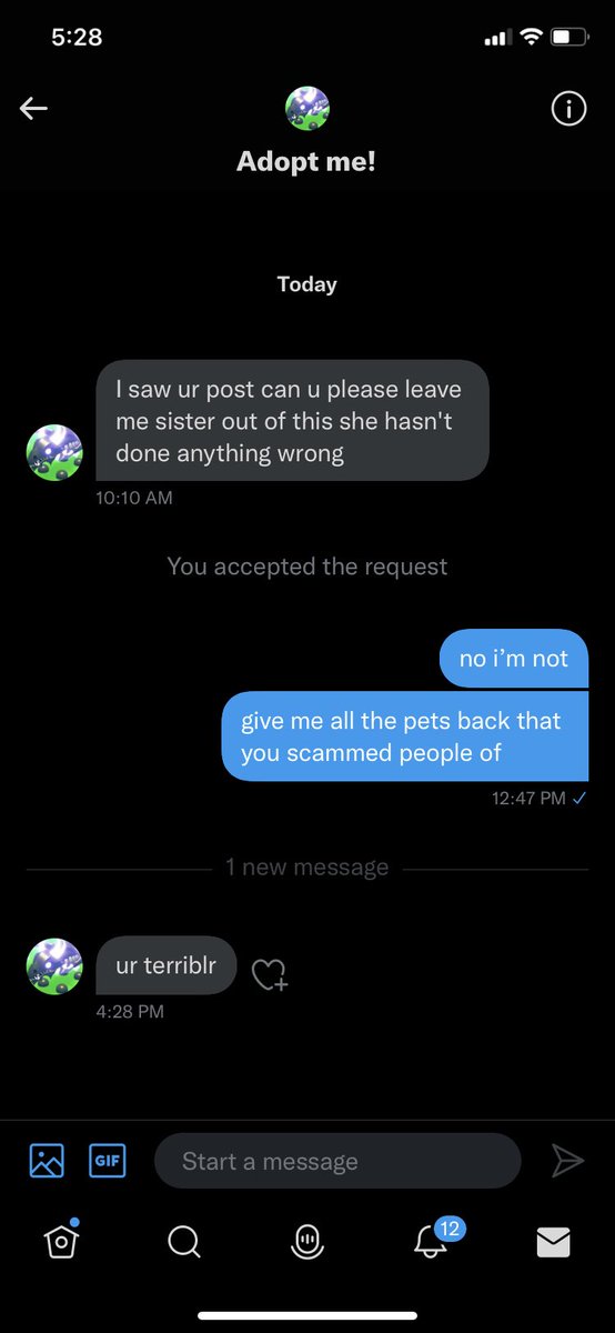 UrWiv3's tweet photo. ⚠️SCAMMER/HACKER ALERT admitted to scamming people and is making up an excuse of she can’t give the pets back because she will get hacked by her friend im sorry for those who got scammed/hacked pictures in comments! #adoptme #scammer @roadroblox100 #Adoptmetrades https://t.co/hlXeNSkfZB
