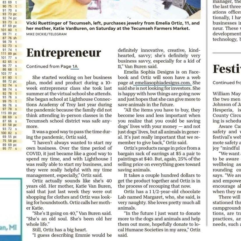 Emelia Ortiz is a young entrepreneur who owns her own jewelry business called Emelia Sophia Designs. She has been kind in supporting China Rescue Dogs with her proceeds from her Jewelry sales. She is just 11 years old. Thank you so much Emie ❤️ 🙏🏼