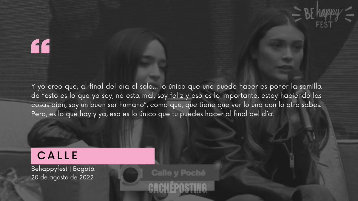 cacheposting's tweet image. "lo único que uno puede hacer es poner la semilla de "esto es lo que soy, no esta mal, soy feliz y eso es lo importante..."
- Daniela Calle