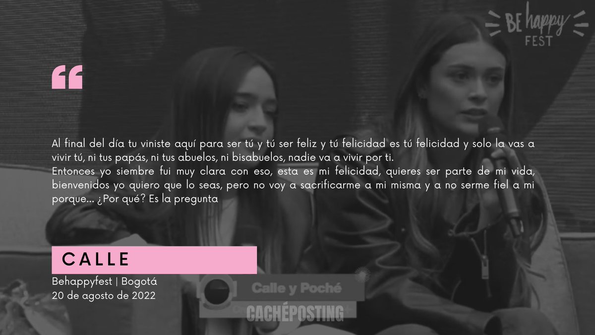 cacheposting's tweet image. "Al final del día tu viniste aquí para ser tú y tú ser feliz y tú felicidad es tú felicidad y solo la vas a vivir tú" 
- Daniela Calle
❤️‍🩹