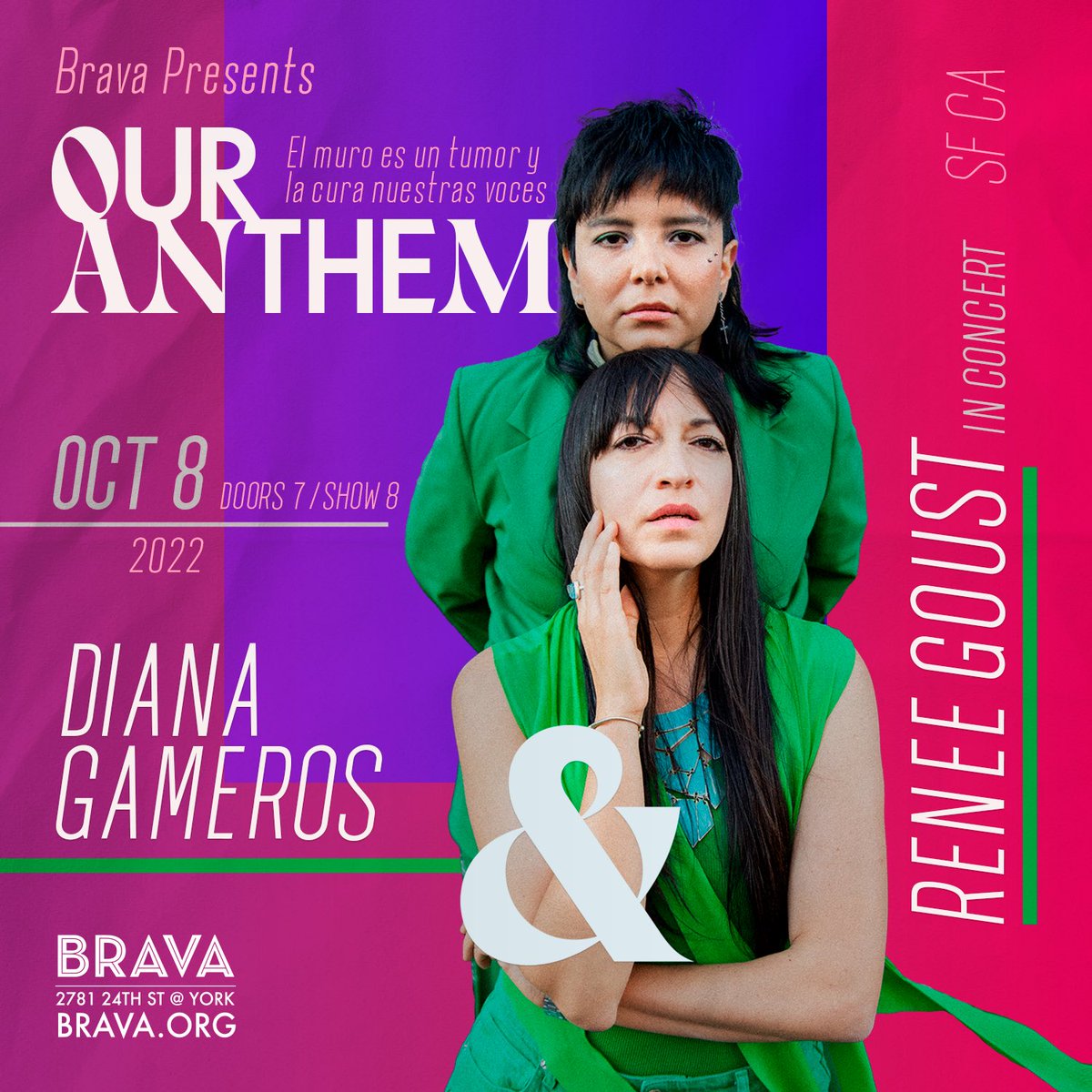 ¡Estoy muy feliz! Por fin estaré tocando con mi hermana norteña del alma <a href="/ReneeGoust/">Renee Goust “La Centaura del Norte” 🐎🤠🎶</a> en San Francisco <a href="/BravaTheater/">Brava Theater</a>. Les estamos preparando un show muuuy chulo. 🌵

Sábado, 8 Oct || 7pm doors ll 8pm show. 

Boletos ya a la venta: 
brava.org/all-events/our…