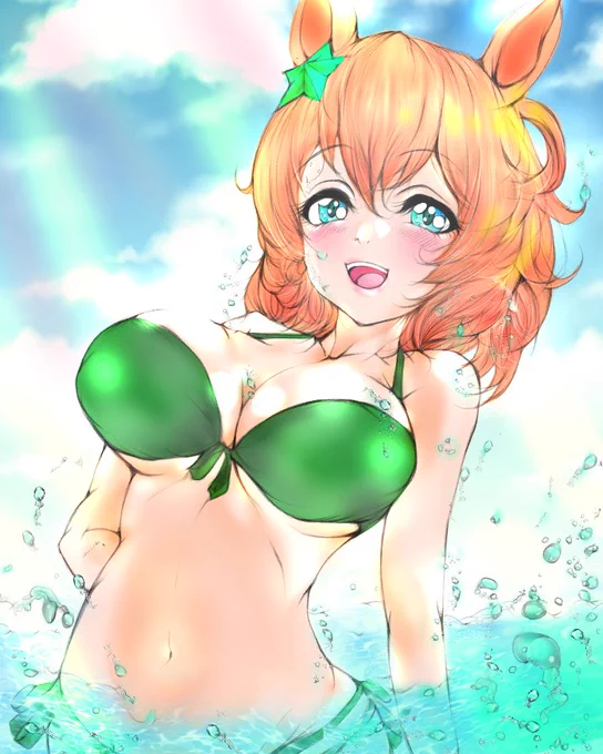 タイキと海でパシャパシャ#ウマ娘 #タイキシャトル  #イラスト #夏休みはフォロワーさんが増える 