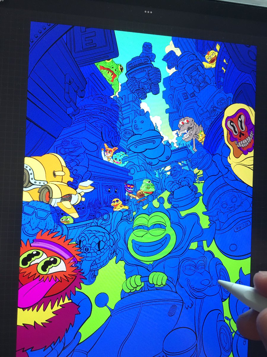 GM Sunday #FrogFam 💚🐸💚
Wip 40% let’s go 
I have fun and excitement every time I paint.
#NFTs 
#pepe
#pepethefrog