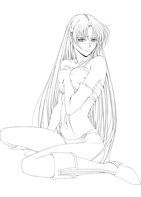 今日の一枚は昔描いた #ワーズワース の18禁同人漫画「がんばれシャロンちゃん3」の表紙の作業中の画像。
今回は清書がほぼ終わって脱衣差分や表情の差分を描いてる所の物ですね～。
シャロンの何とも言えないような表情が良い感じ。😘
表紙は他の絵と違ってブーツはなぜか外せるらしい…😶 