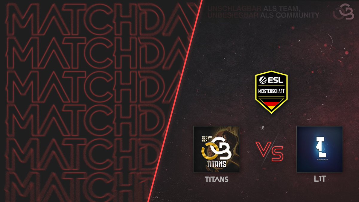 OTHERSCANTBEAT's tweet photo. ⭕️[#ESLMeisterschaft]⭕️

Noch nicht genug #DECS für heute? 👀 Dann haben wir für euch #OCBTitans⚡️, die ihre Season ebenfalls eröffnen! 🔥

GLHF 🤩

🆚| #LegendaryOneTaps
⏲️| 20:00 CET
📺| https://t.co/i7FX1Q1vf4

#OTHERSCANTBEAT | #CSGO | #TwitchDE https://t.co/jhB1YbMKOx