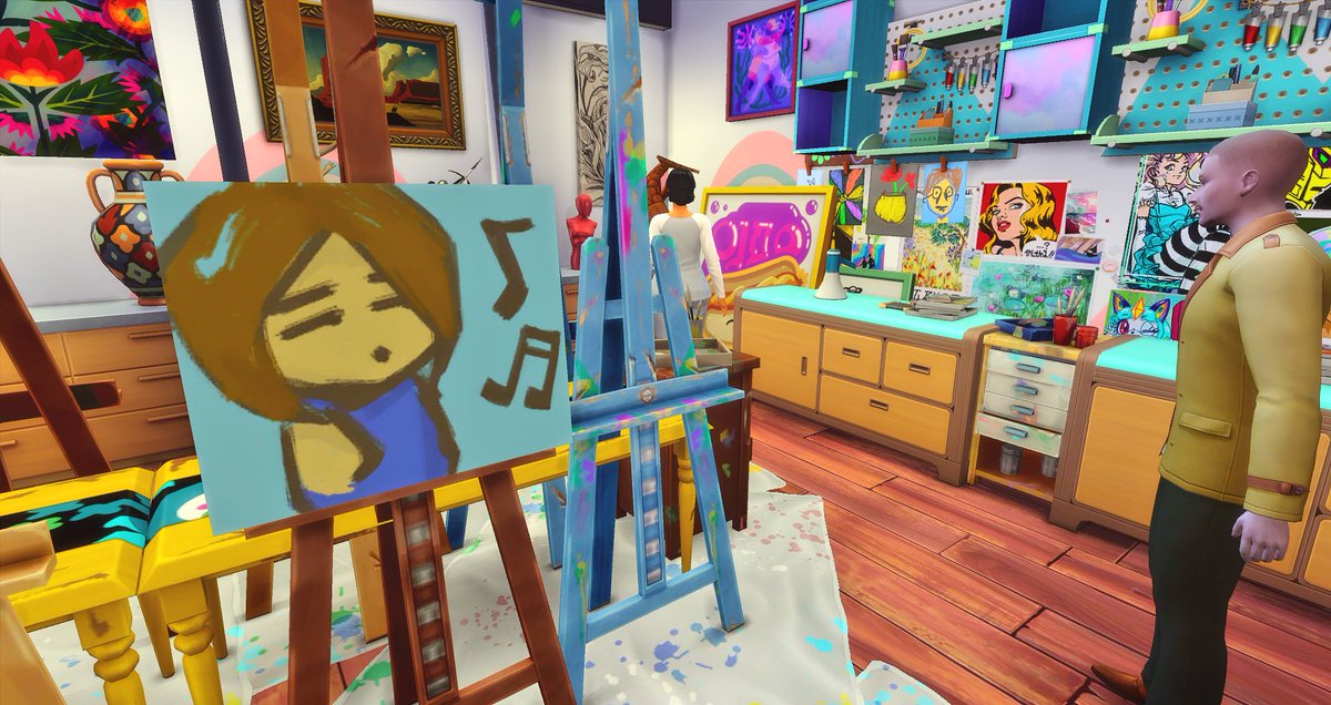 Simeralla1's tweet photo. Made an Art Class/Gallery Room for #simoolichallenge04 by @simooligan I love all the new art and posters from the new pack. https://t.co/rXtmbCl5x5