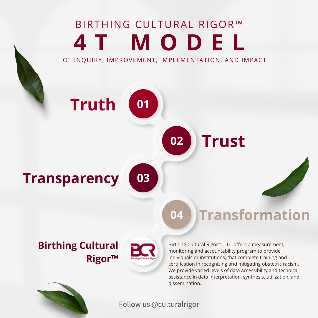 bcr_nashville's tweet photo. Birthing Cultural Rigor™ applies the 4T model of inquiry, improvement, implementation, and impact:
Truth
Trust
Transparency
Transformation
https://t.co/SBya7mcWpO
#PromoteSACREDBirth
#EndObstetricRacism
#BlackKinshipMatters
#BlackHumanityMatters
#EndAntiBlackRacism https://t.co/6liGSE5Hdb