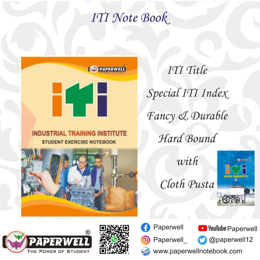 paperwell12's tweet photo. ITI Notebook With :
ITI Title
Special ITI Index
Fancy & Durable
Hard Bound With Cloth Pusta
#paperwellproducts #paperwell #paperwellnotebook #iti #fancy #durable #hardbound #index #collegelife #studentlife #stationeryindia #stationery #stationeryaddict #notebooks https://t.co/6eYgOkHJMY