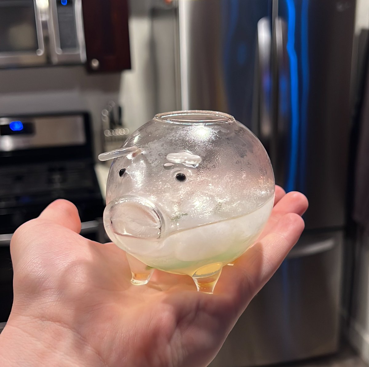 having a drink out of my pig glass tonight shits gonna get pretty crazy