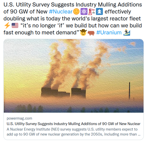 12) Today #Nuclear power capacity & #Uranium demand is greater than it was before Fukushima.⚛️🏗️⤴️🤠🐂 Demand is surging in a global decarbonization drive to fight #ClimateChange & achieve #NetZero🌞in midst of an #EnergyCrisis.⚡️ A 'Nuclear Renaissance' is now underway.🌞⏫👇13