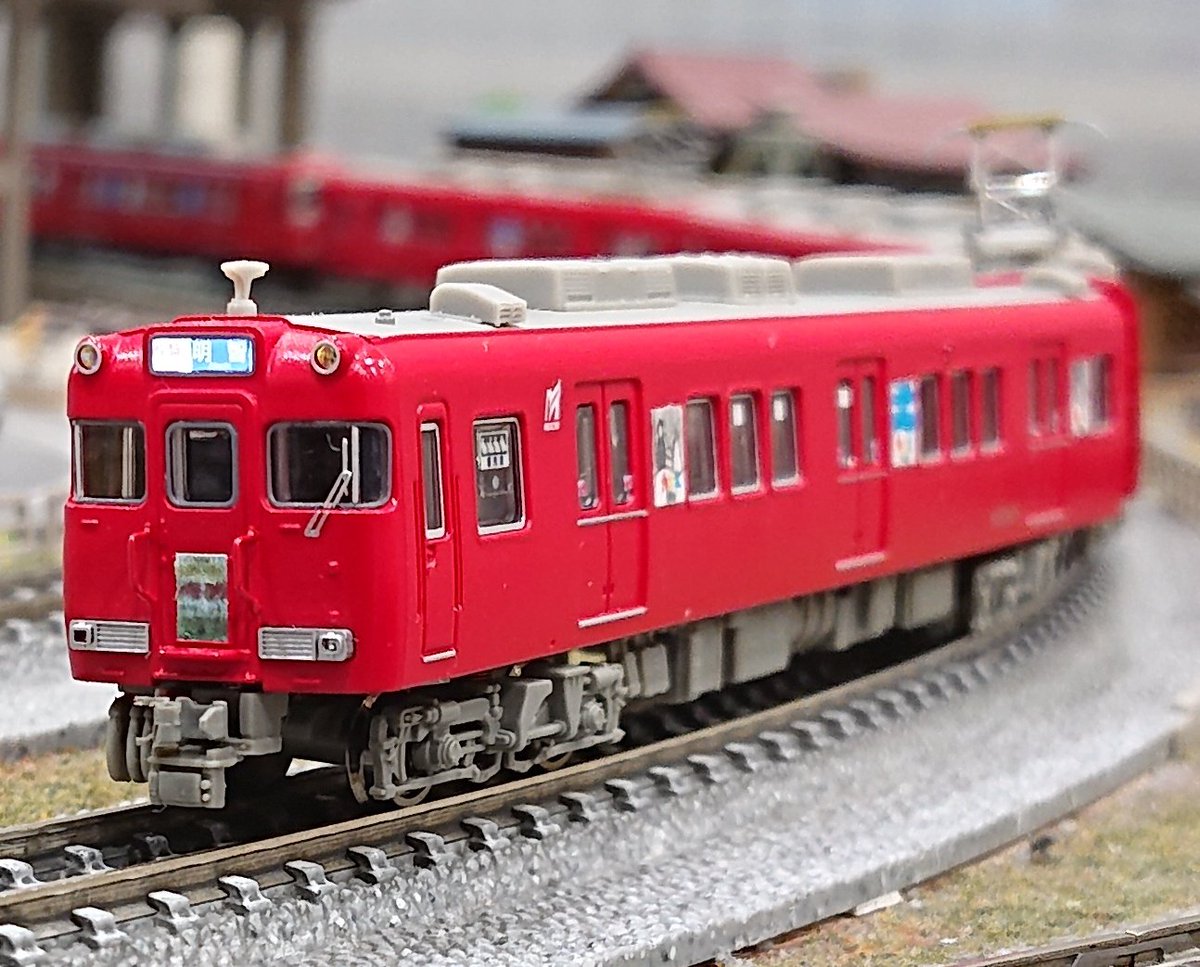 laputaman811's tweet photo. 名鉄6030F廃車回送仕様完成。
2021年12月16日に実施された6030F+6045Fの廃車回送を再現。
記念HMとサービス幕(快特明智)を掲出。戸袋広告はカニエJAPANで実車どおりです。
#名鉄 #6030F #Nゲージ https://t.co/wsVjiCCP2y