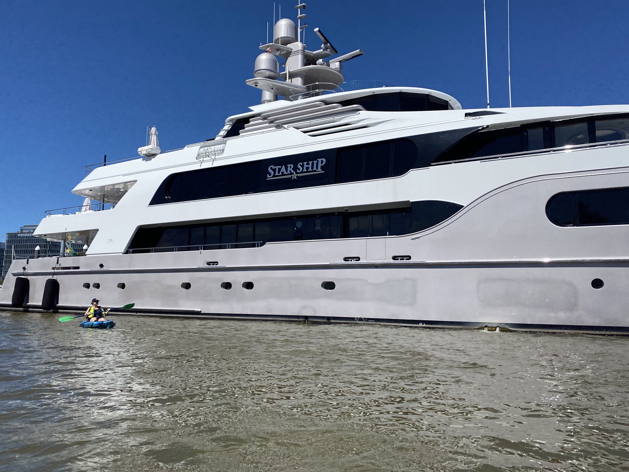 Lori Garver on Twitter "Kayaking next to the Starship Yacht at DC’s