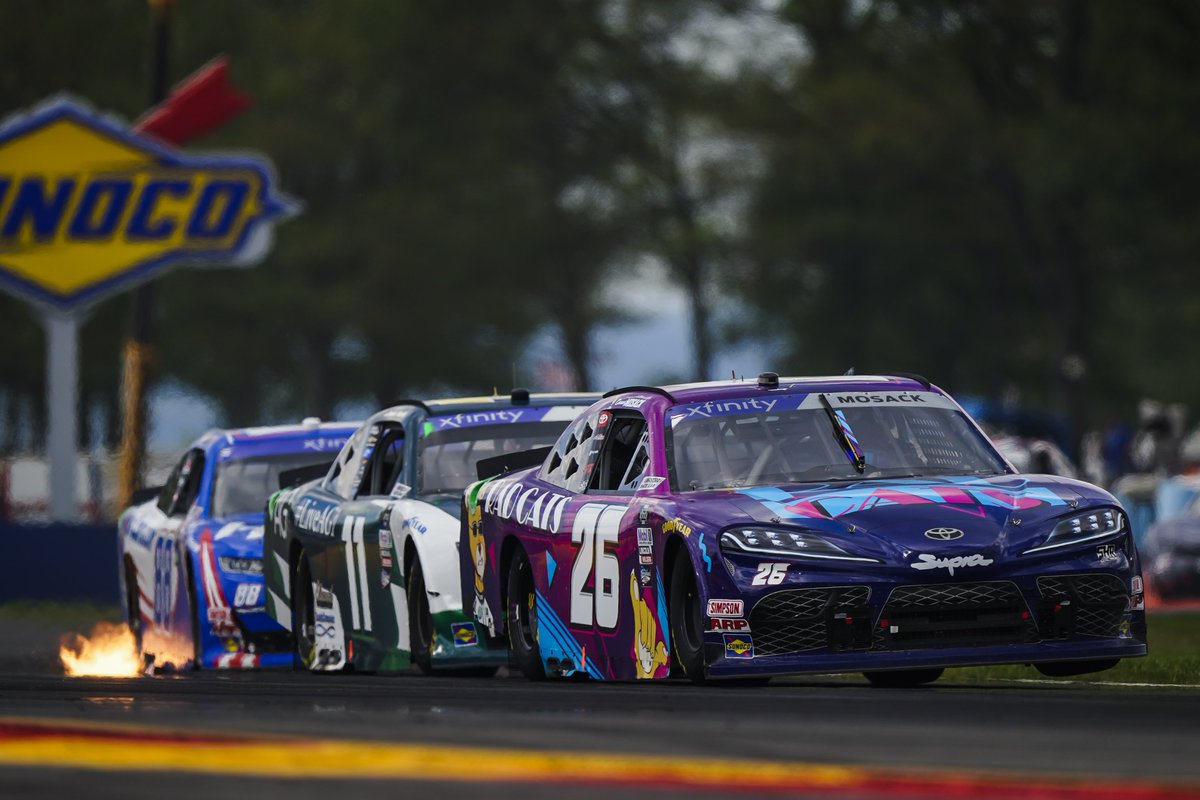 SamHuntRacing's tweet photo. P1️⃣5️⃣ at The Glen. Result doesn’t show the speed we had all race long, but @connormosack wheeled it after pitting for a flat with 7 laps to go. Restarted 26th with 5 laps remaining and pulled off a Top-15 effort — we were on a mission 👏
#TeamToyota | #LetsGoPlacee | #RadCatsNFT https://t.co/RXD3v3JnBw