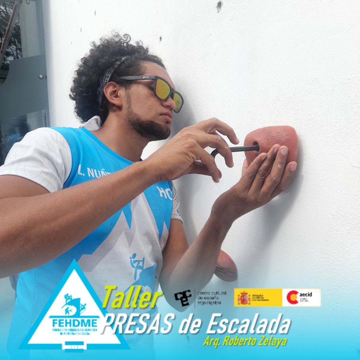 FEHDME's tweet photo. Se culmina 3ra parte del Taller de Presas de Escalada, con la Instalación en uno de los muros del Centro Cultural de España en Tegucigalpa 🇪🇸🇭🇳🧗‍♀️
Próximamente, en el mes de septiembre y subsiguientes continuamos con talleres básicos de escalada para niños en el @CCETegucigalpa https://t.co/IpfD7B5BEf
