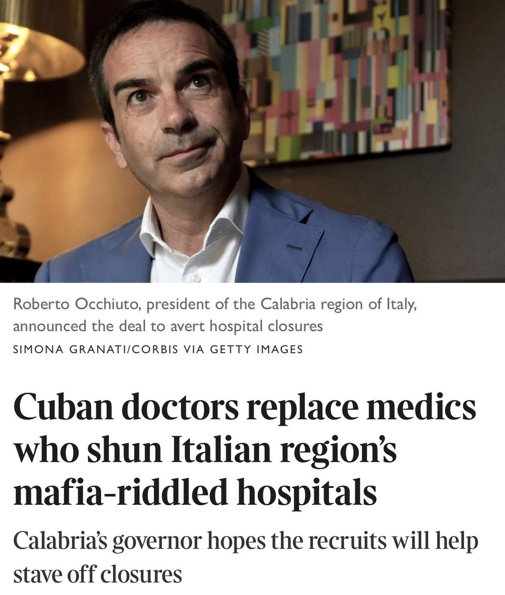 manolo_realengo's tweet photo. Cuba will be sending nearly 500 doctors to work in one of Italyโs poorest regions: Calabria
The Cuban doctors will be filling the major shortage that characterizes post-pandemic hospitals throughout the world
Healthcare for the poor continues to be Cubaโs greatest contribution https://t.co/49GpauOKQi