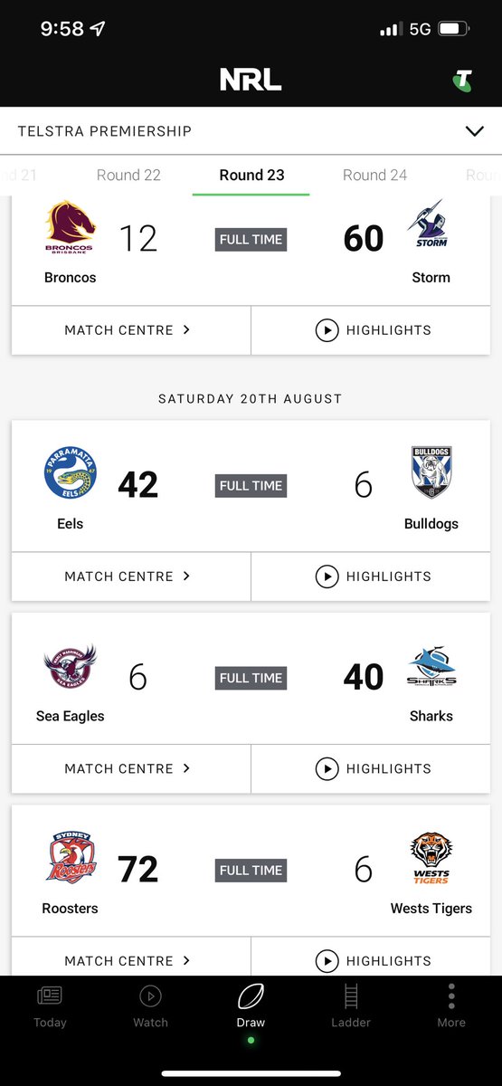 Comm_Box_Sports's tweet photo. What an absolute waste of a round of Rugby League. I really hope V’landys isn’t thinking “look at all the tries, brilliant viewing”. The on field product has become much worst since V’landys took over. https://t.co/QGsJ1y87cR