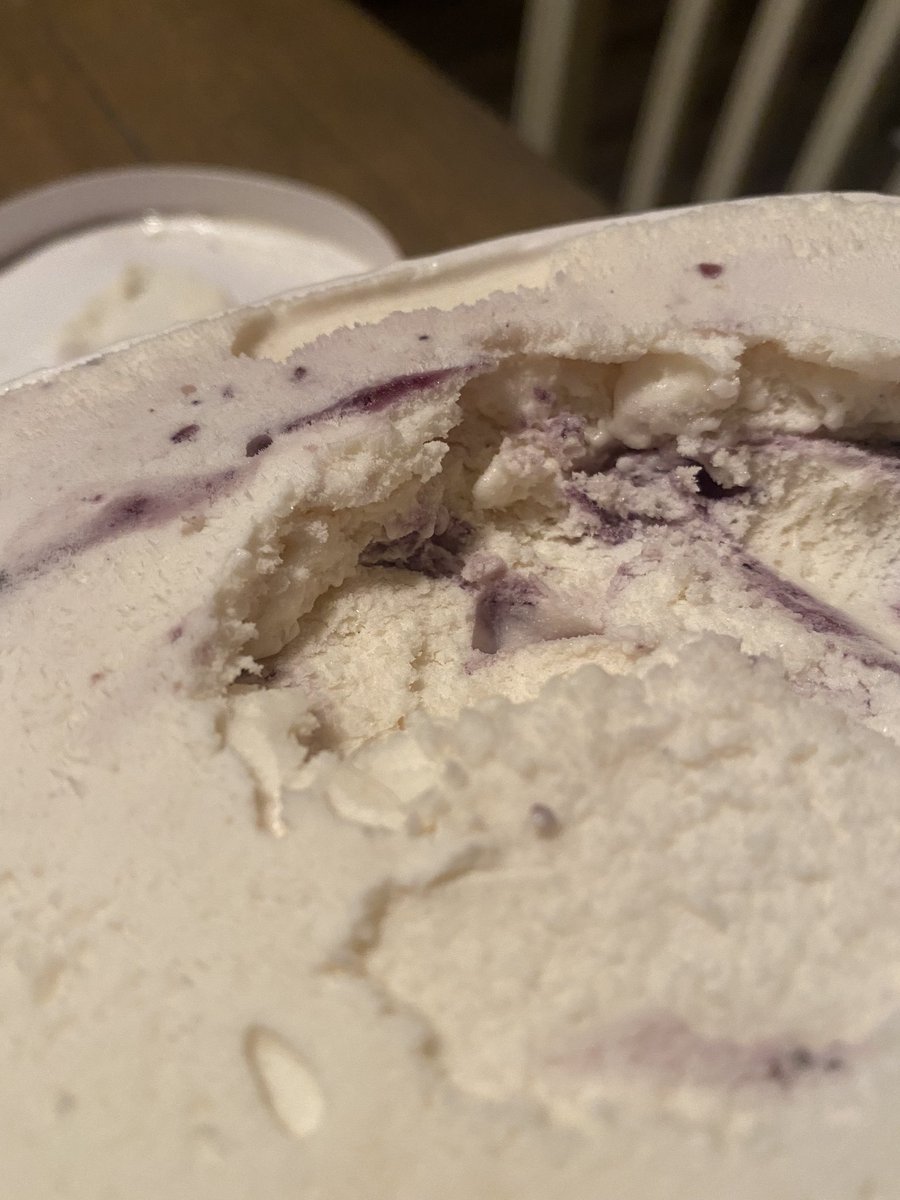 abbymorr11's tweet photo. @TurkeyHillDairy what is going with this so called mystery flavor? we get it was blueberry but actually blueHAIRY? the mystery is hair in my ice cream. not impressed. https://t.co/Gijaylr3Mu